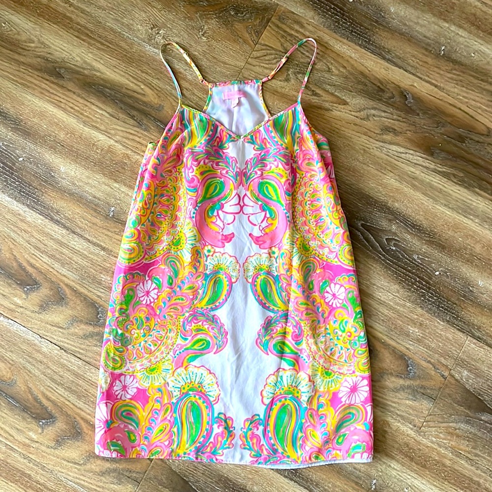 Lilly Pulitzer Dusk Hotty Pink Double Trouble Engineered Silk Slip Dress